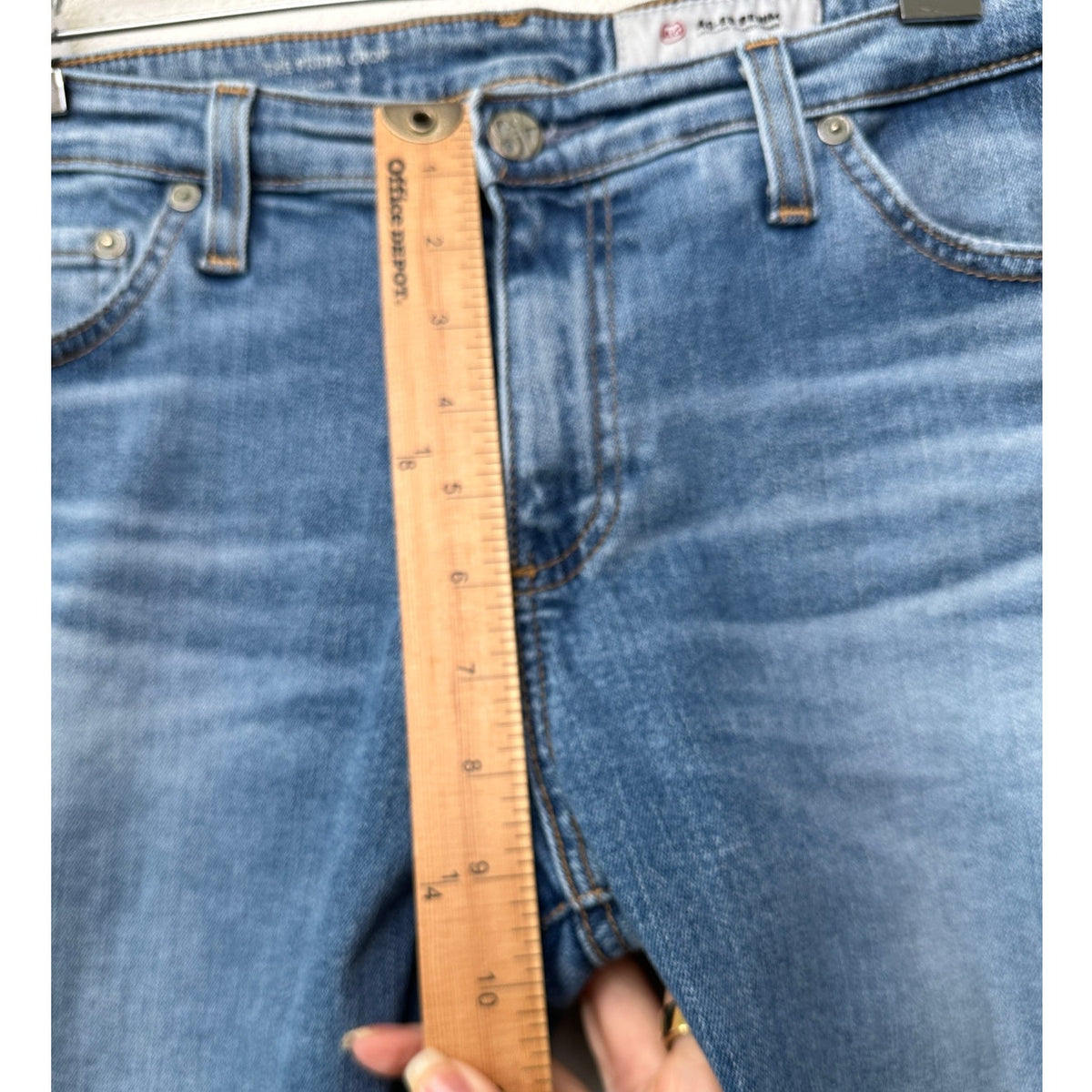 AG Prima Crop Cigarette Jeans Medium Wash Whiskered Size 32R