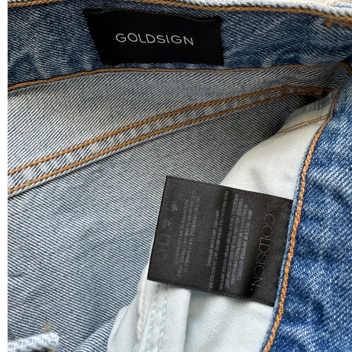 Goldsign Medium Light Wash Straight Leg Gold Button Fly Denim Jeans 31