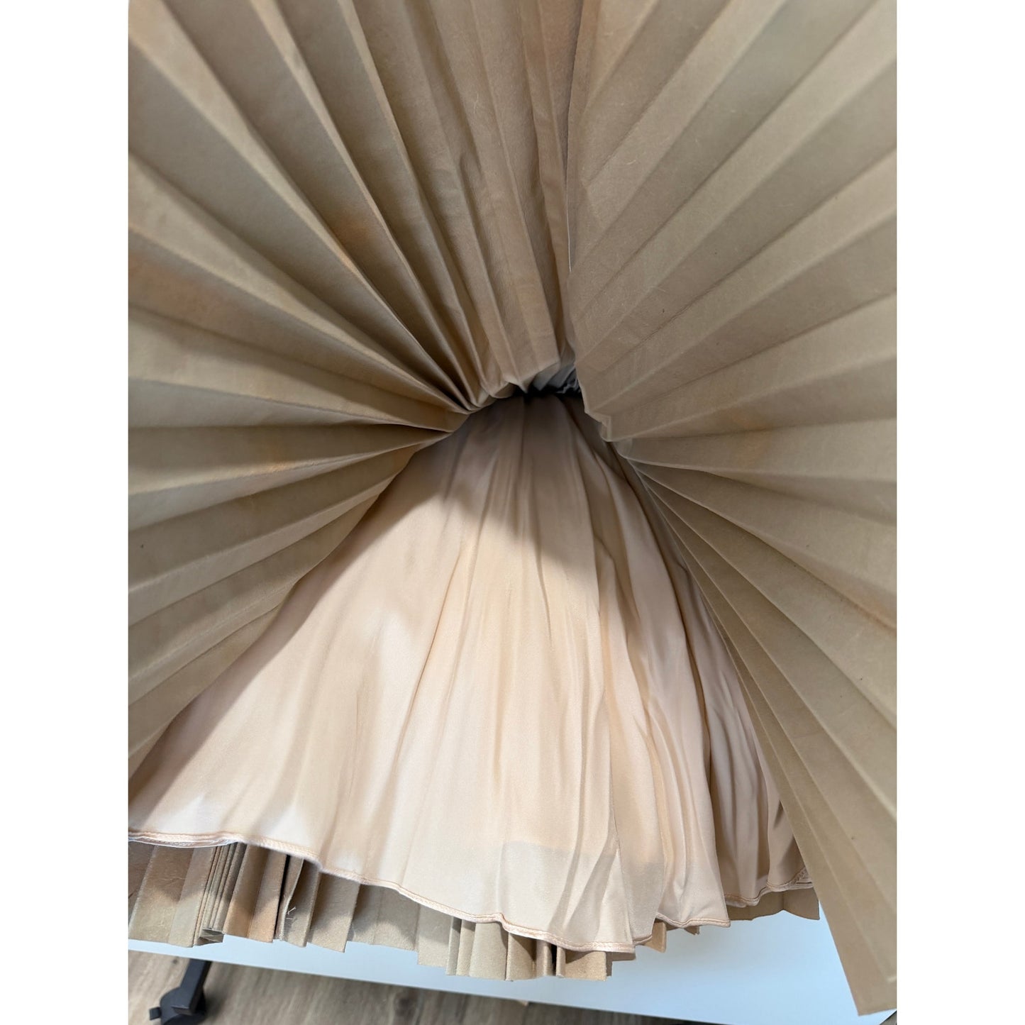 August Getty Atelier Accordion Pleat Leather Maxi Skirt Nude Women's US XS