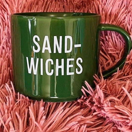 Room Essentials Clever Hunter Green Sandwiches Graphic 16oz Coffee Tea Mug