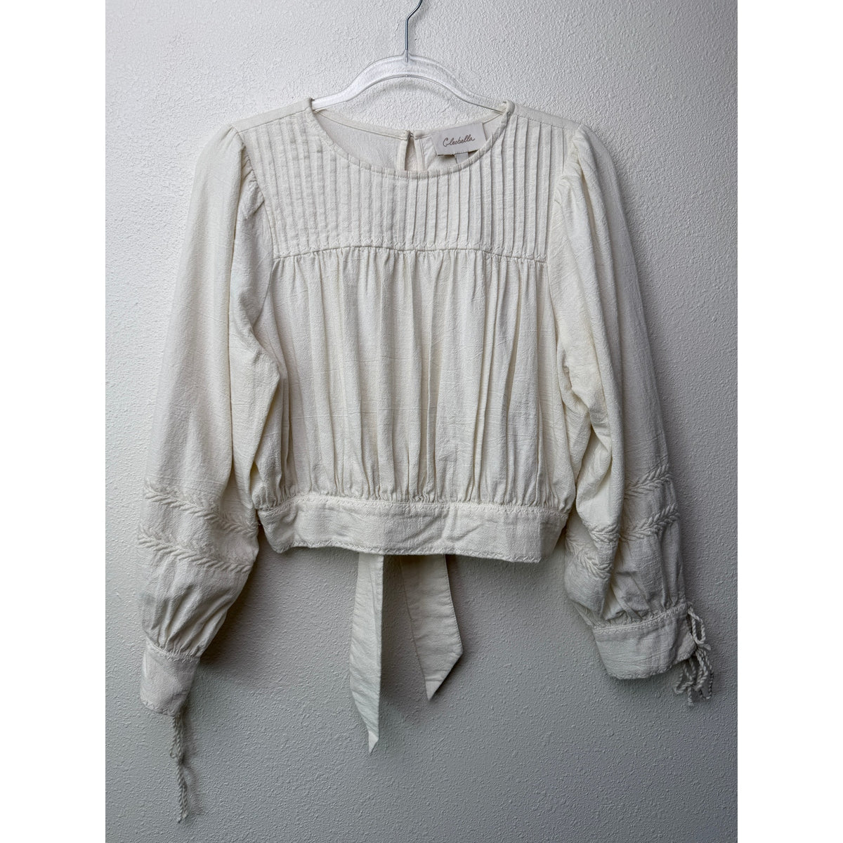 Cleobella Ivory Embroidered Cropped Blouse Women M
