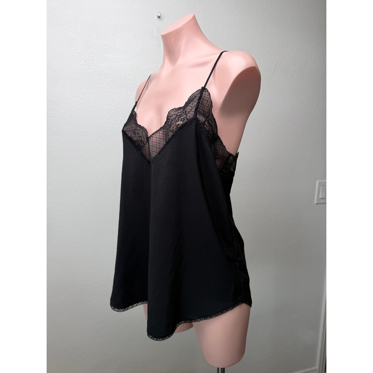 Lovestitch Black Lace Trim Cami Top Women M