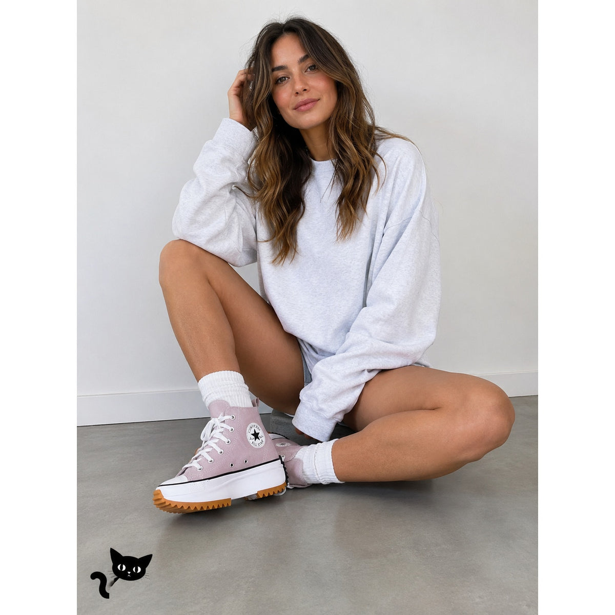 Converse Run Star Hike High Top Platform Sneaker Pink & White W 9 / M 7