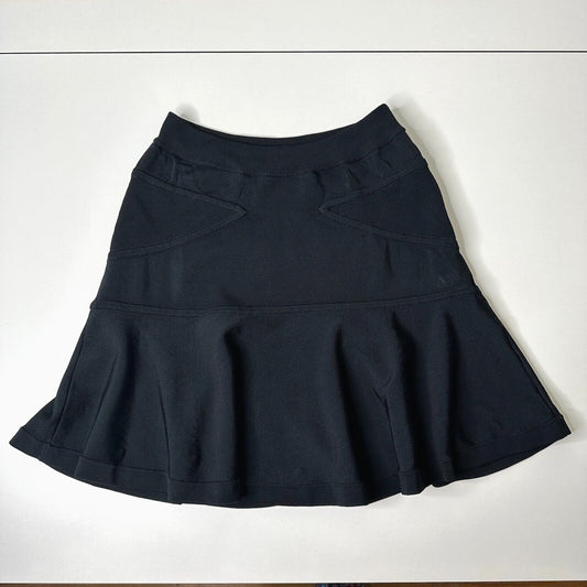 A.L.C. Jet Black A-Line Elastic Waist Knit Bandage Stretch Ruffle Flare Mini S