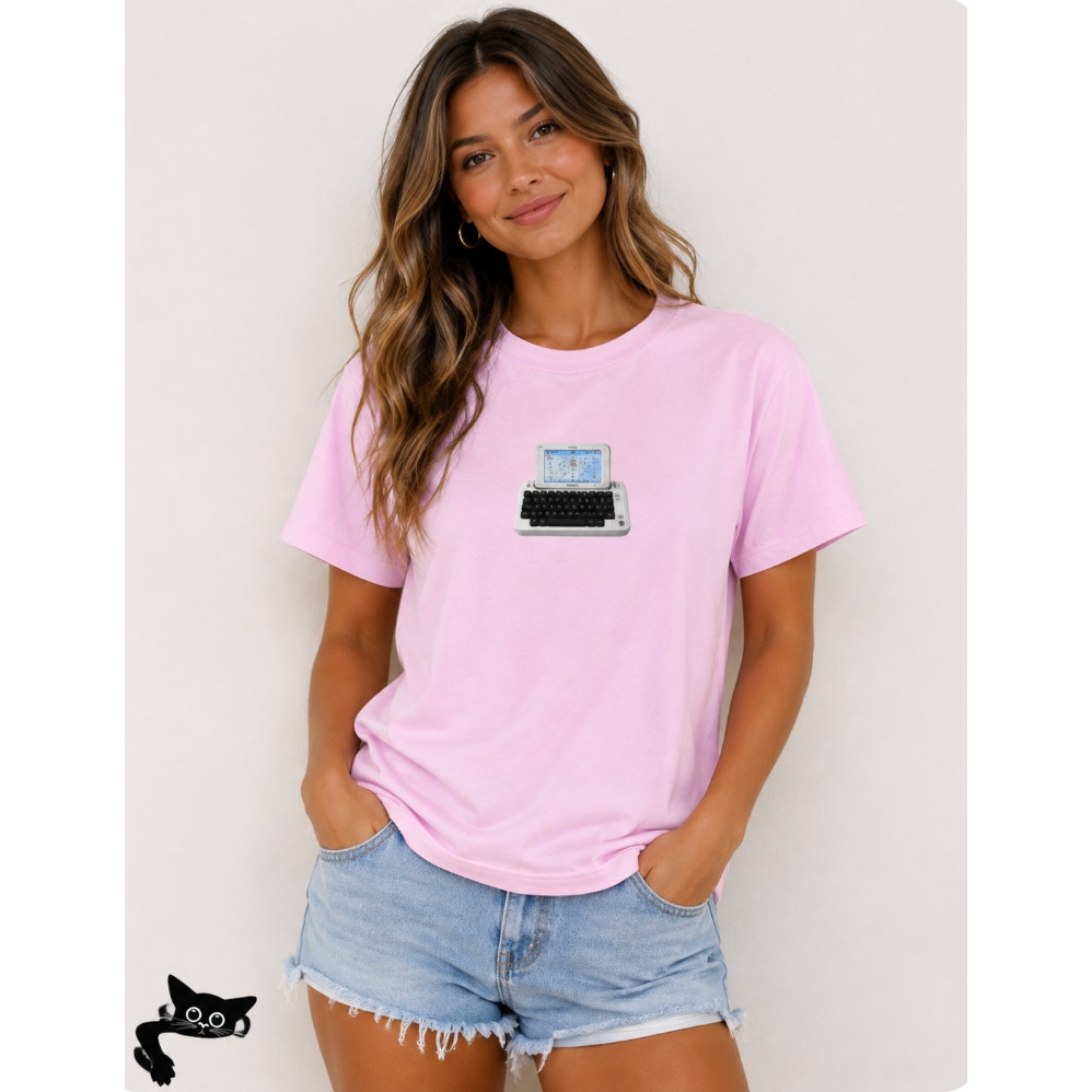 Pizzaslime Pink Signature Short Sleeve Crew Neck Tee Sidekick Phone Graphic SM