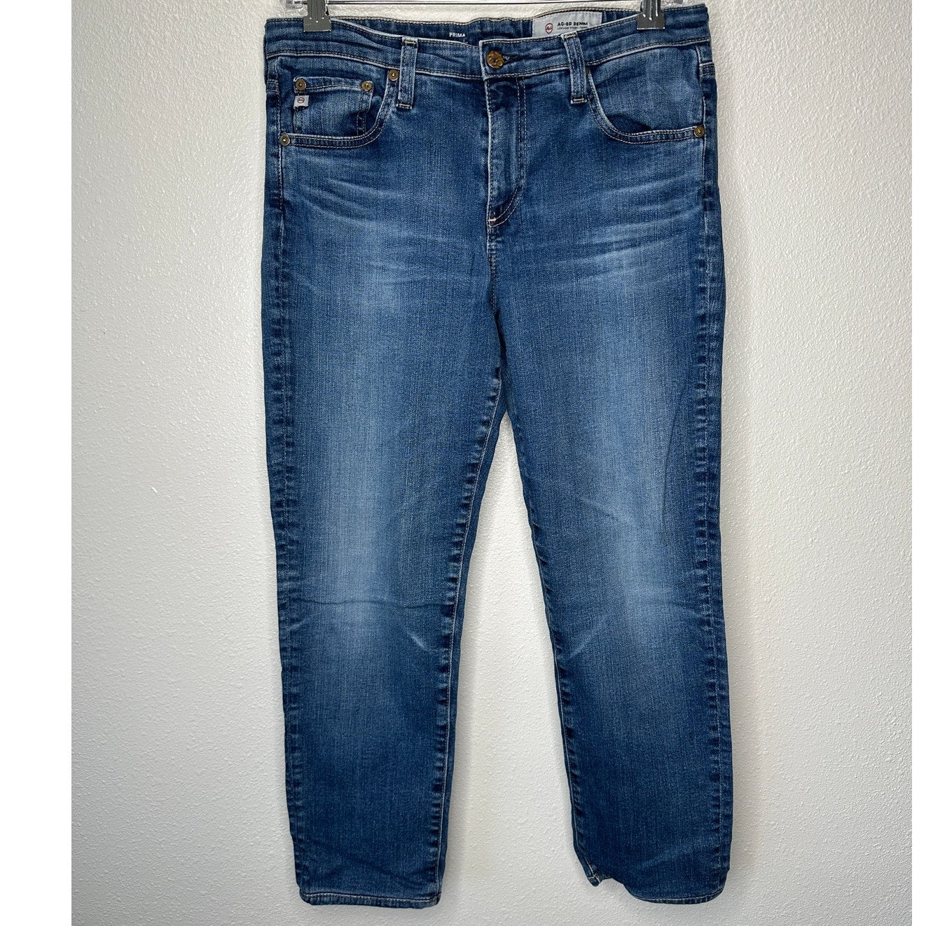 AG Dark Wash Whiskered Prima Cigarette Leg Jeans 30