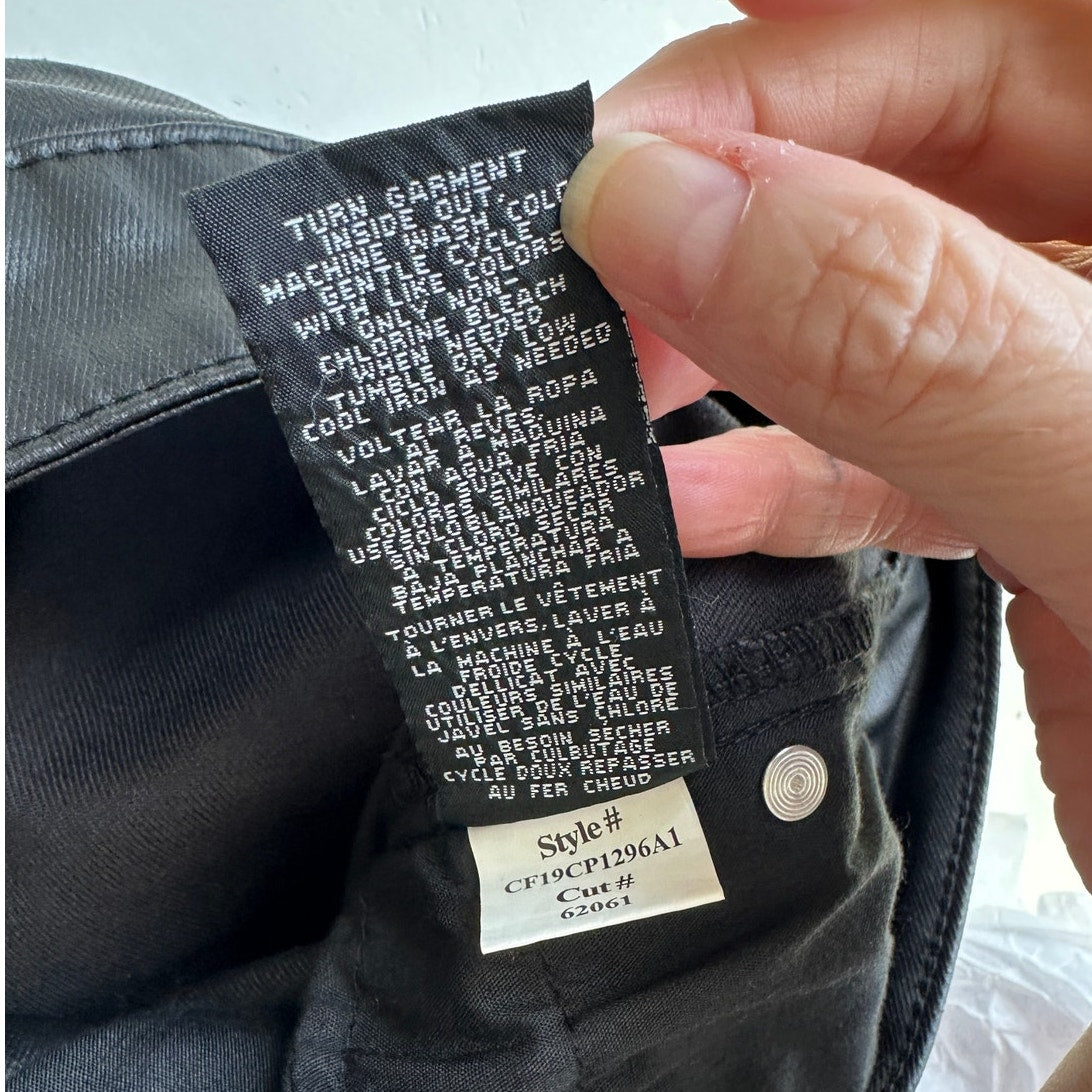 1822 Denim Black Shimmer Leatherette Skinny Pant 30 P / 10 P