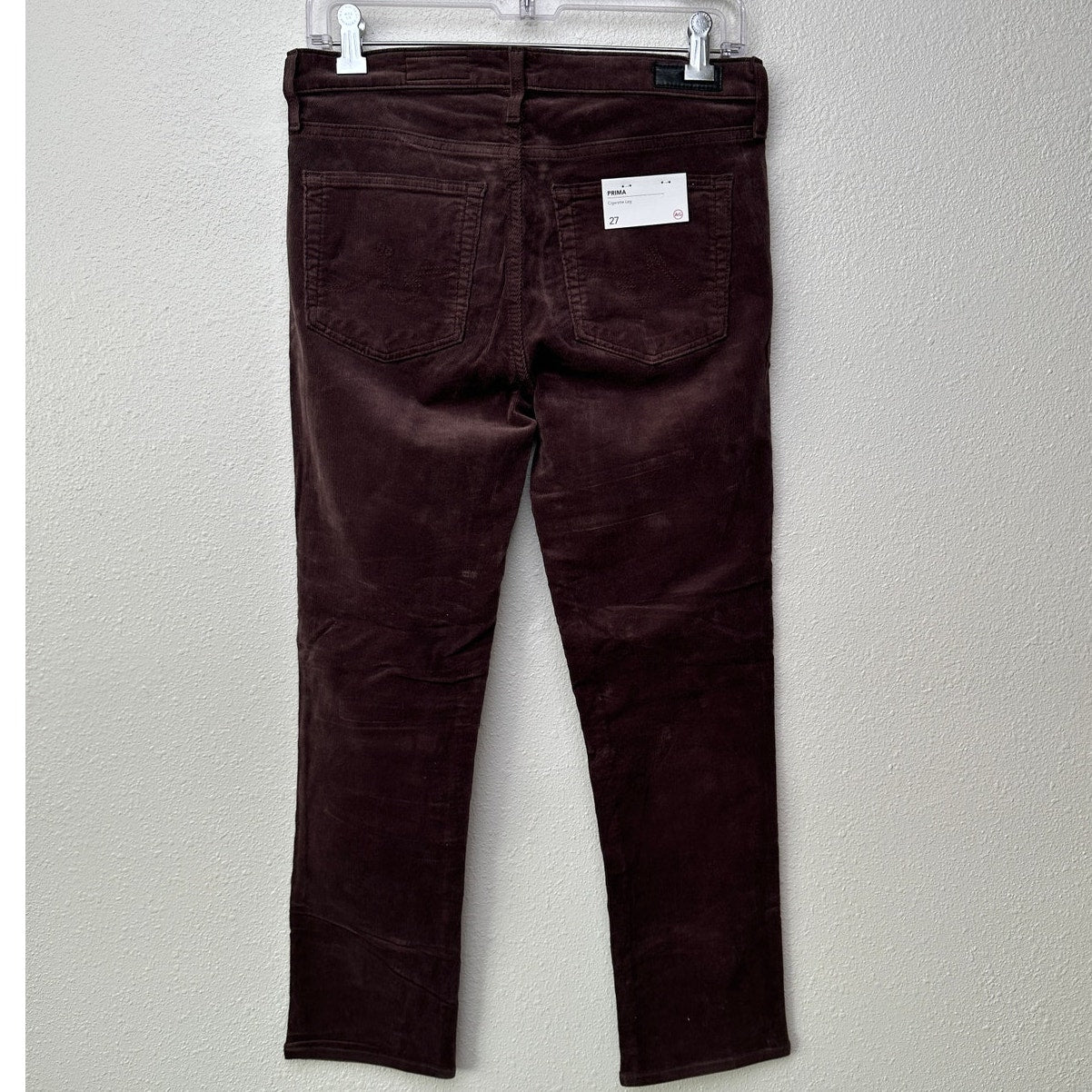 NWT Adriano Goldschmied Prima Corduroy Cigarette Pants Brown 27