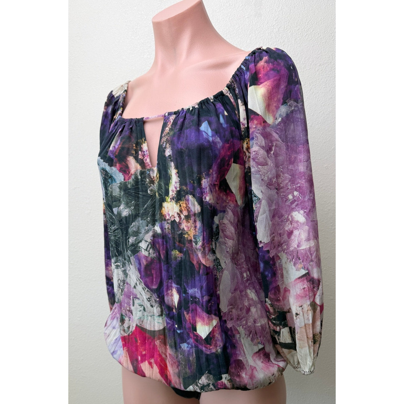 Alice + Olivia Womens Purple Silk Peasant Blouse XS