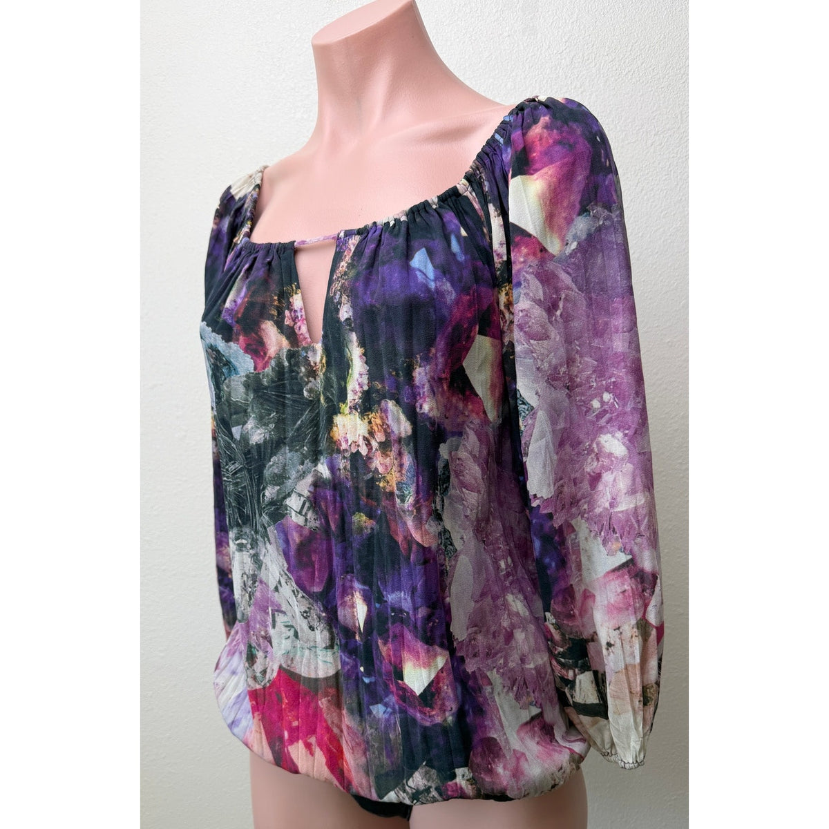 Alice + Olivia Womens Purple Silk Peasant Blouse XS