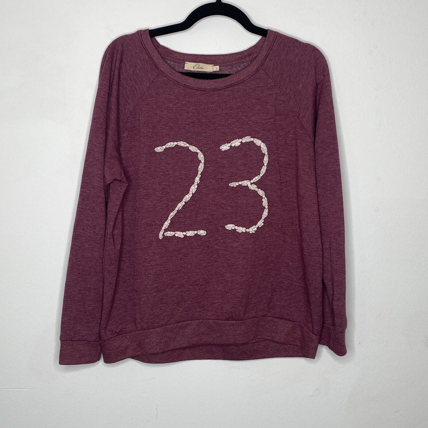 Elodie Marled Plum Purple Long Sleeve Round Neck Sweater 23 Floral Graphic Large