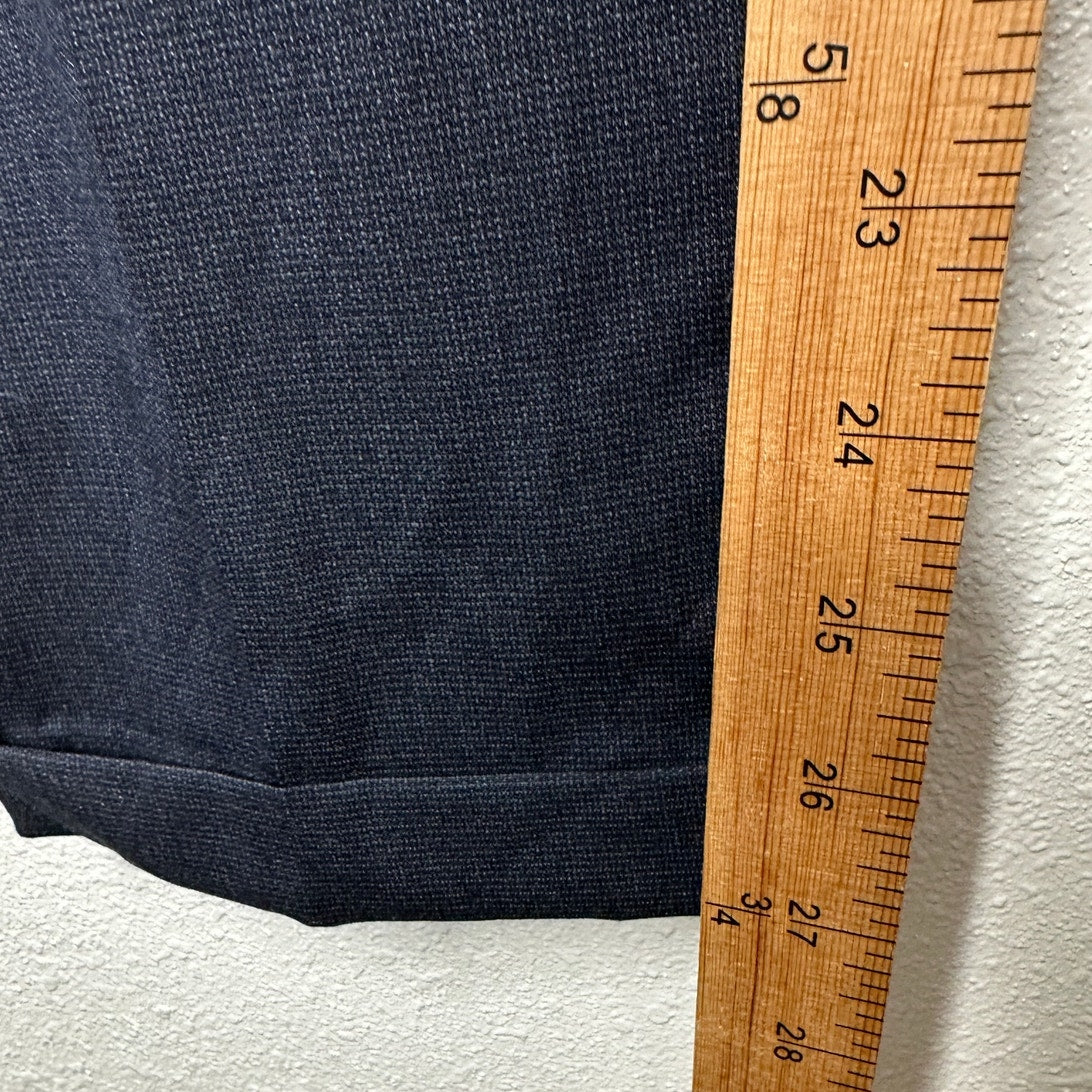 Zara Navy Blue Micro Tweed Straight Leg Cuffed Trouser Pant 6