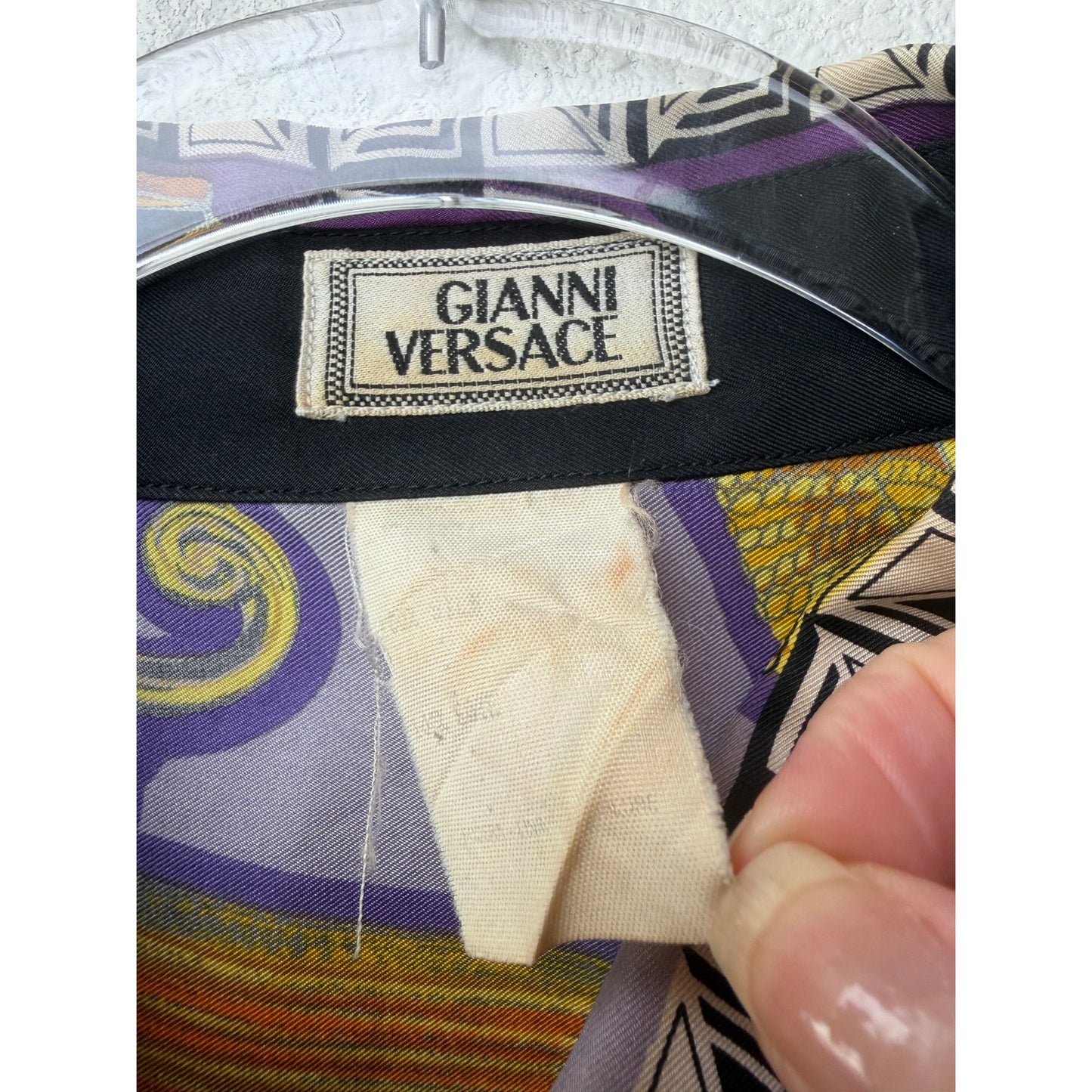 Gianni Versace Men's XL Purple Teatro Silk Shirt