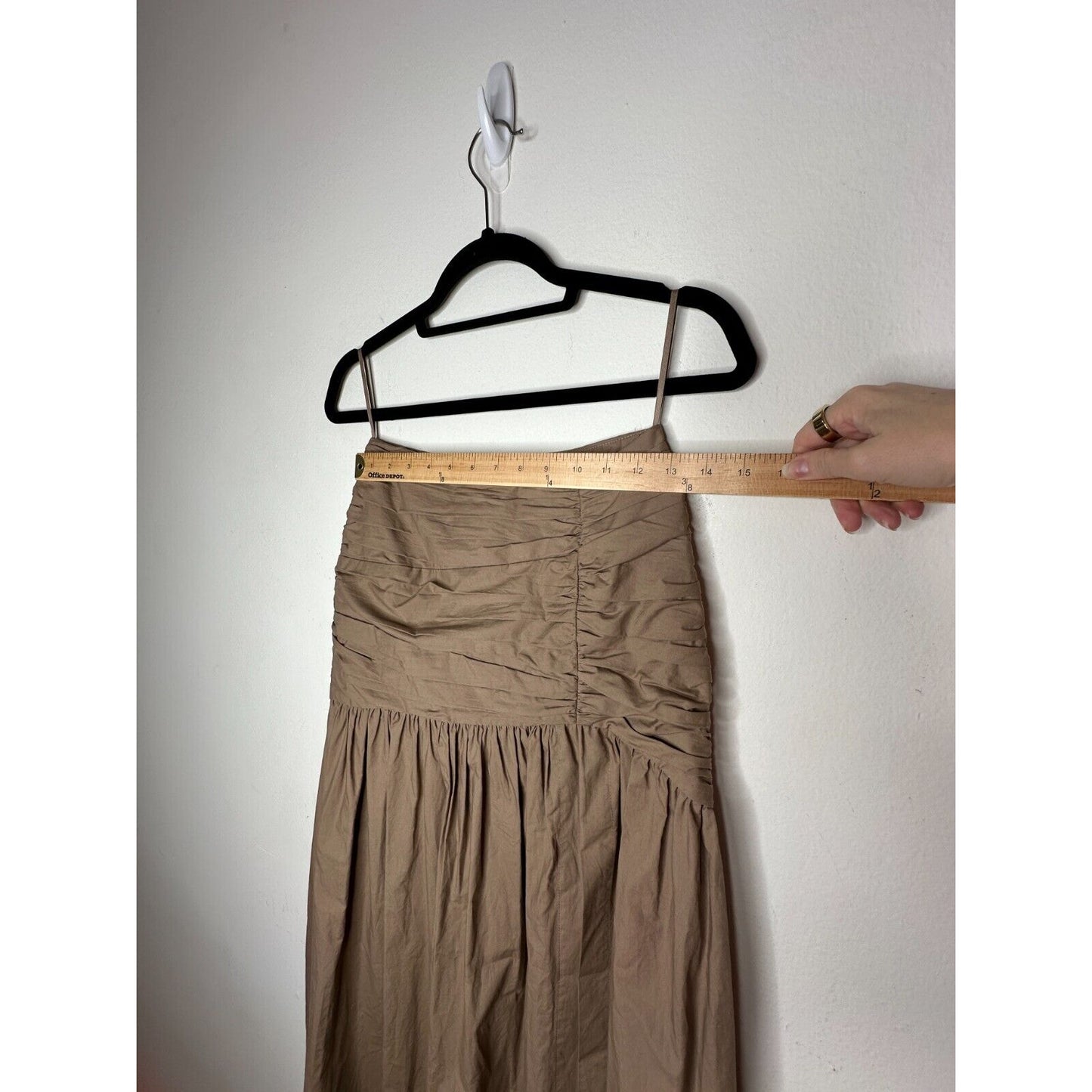 NWT BEC + BRIDGE 2-Piece Mocha Sweetheart Neck Bandeau & Pleat Gathered Skirt 2