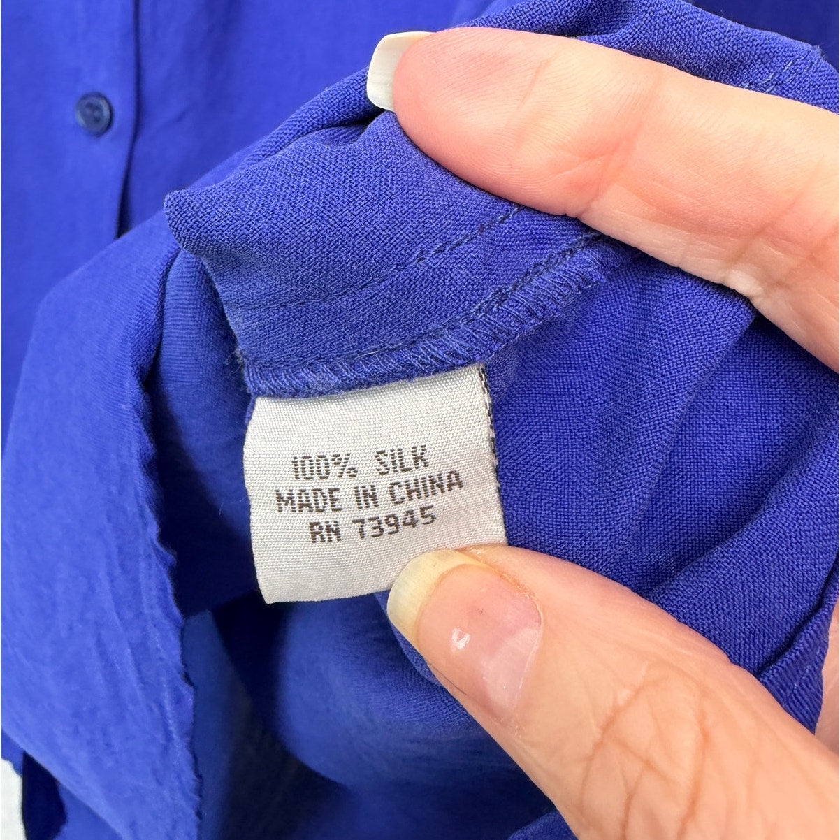New Nexx York 100% Silk Periwinkle Button Front Blouse Womens L