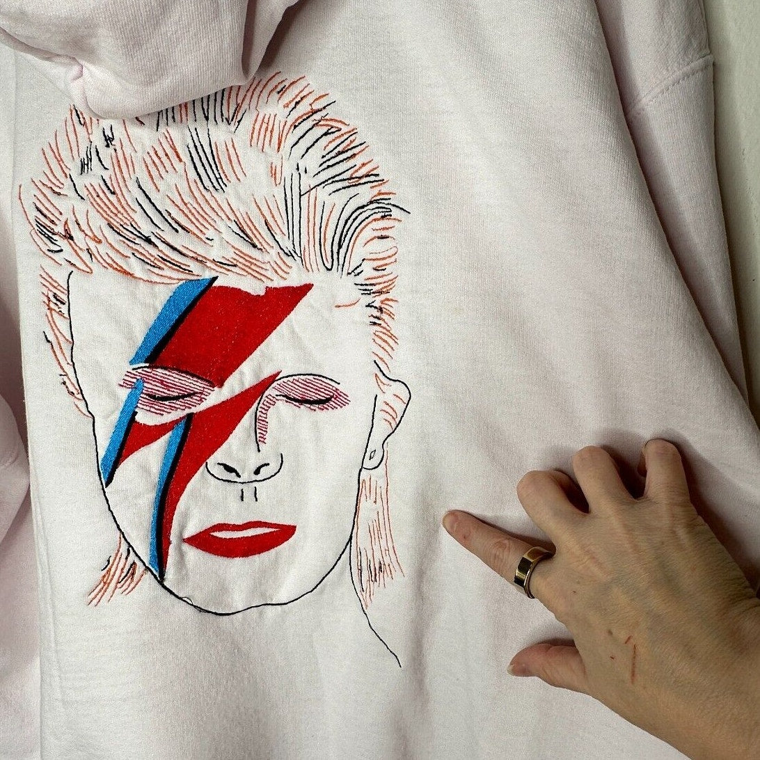 RARE Saint Luis NYC Light Pink Sweatshirt Hoodie VYBES Los Angeles David Bowie M
