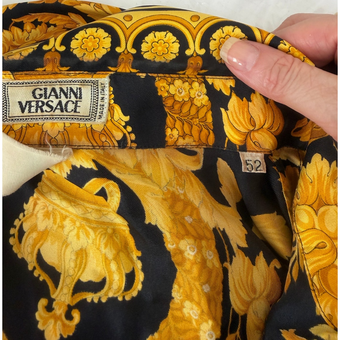 Gianni Versace Men's XL Black Gold Baroque Silk Shirt