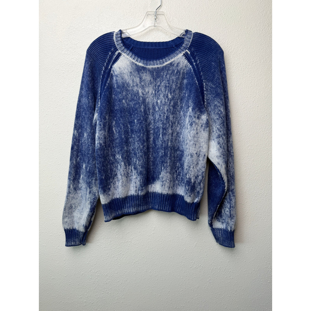 Electric&Rose Blue Ivory Acid Wash Raglan Knit Sweater Women