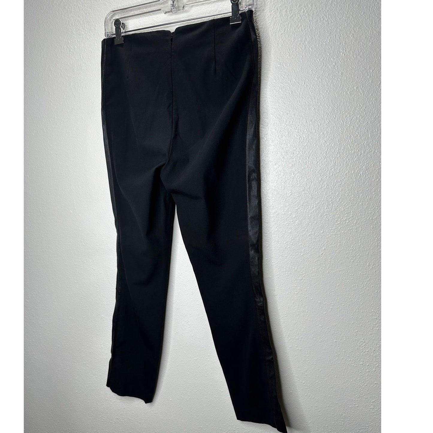 Rag & Bone Black Lamb Leather Side Stripe Back Zip Stretch Pants 8