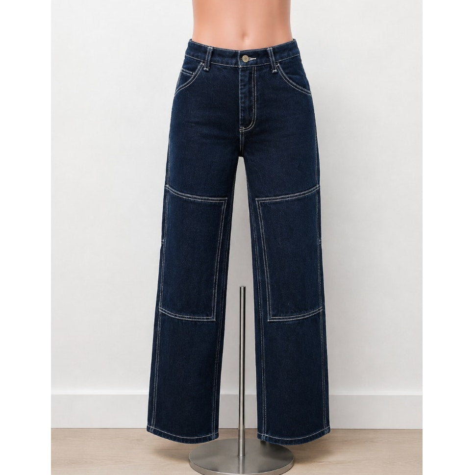 John Galt Brandy Melville Blue Ariana High Pinch Waist Loose Carpenter Jeans SM
