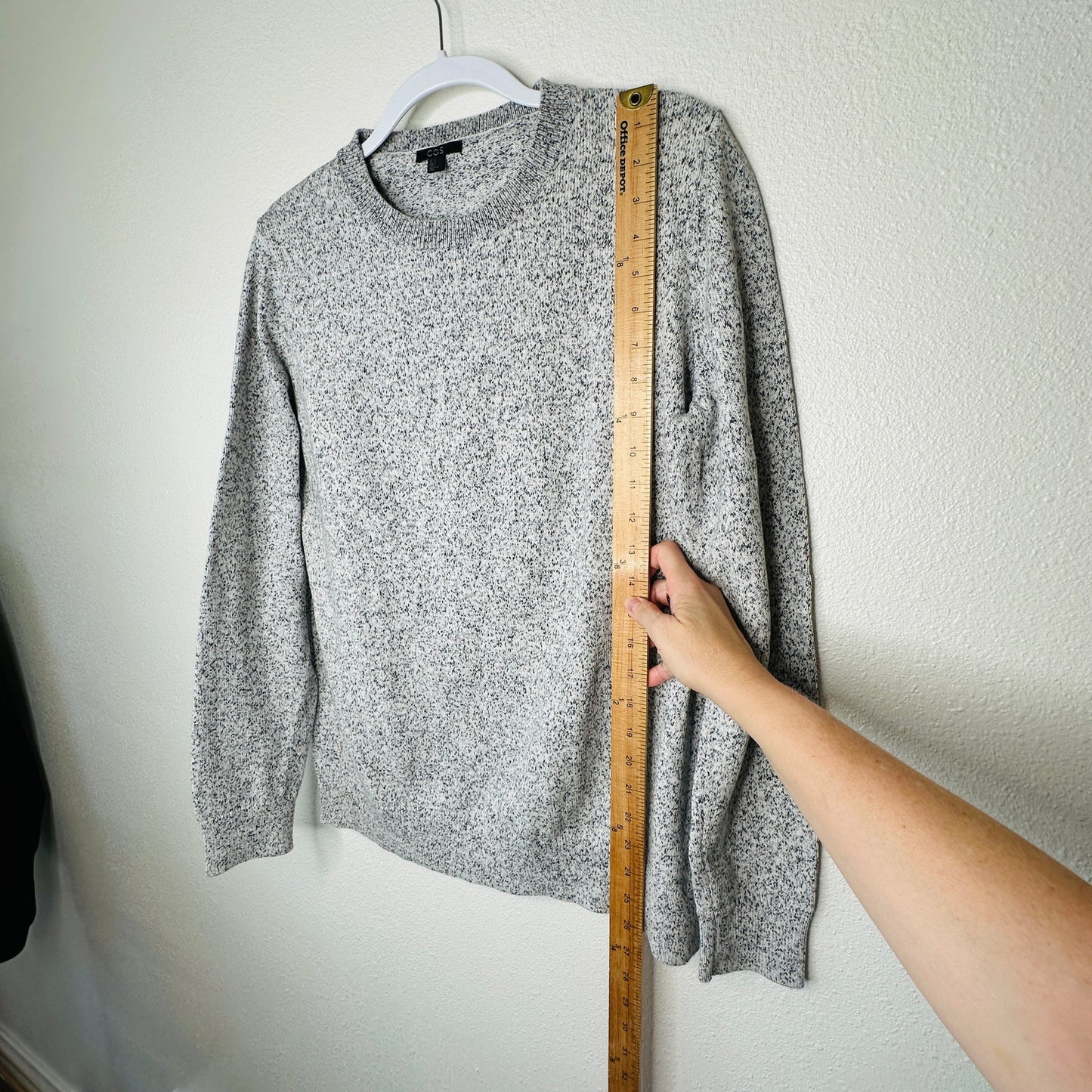 COS Black & White Marled Round Neck Long Sleeve Sweater 100% Cotton S