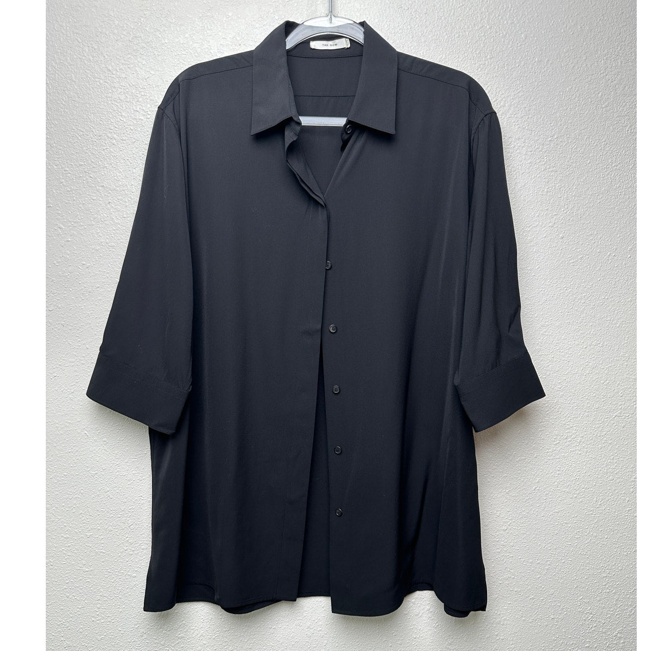 The Row Elada Wool-Blend Shirt Black Women’s US 10 3/4 Sleeve