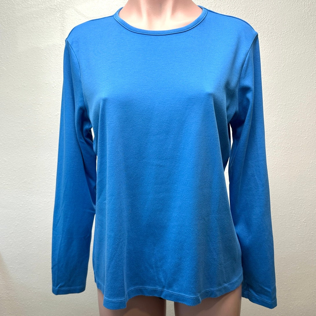 L.L. Bean Blue Long Sleeve T Shirt Women L Crew Neck