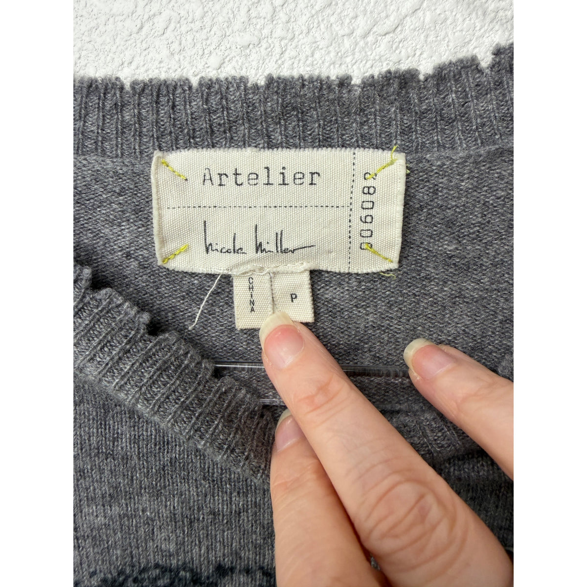 Artelier Nicole Miller Cashmere Eye Sweater Women P Gray