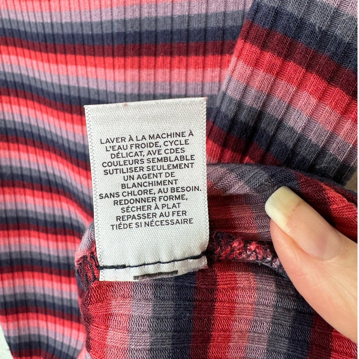 Abound Pink Burgundy Blue Gray Striped Mock Neck Sleeveless Bodysuit L