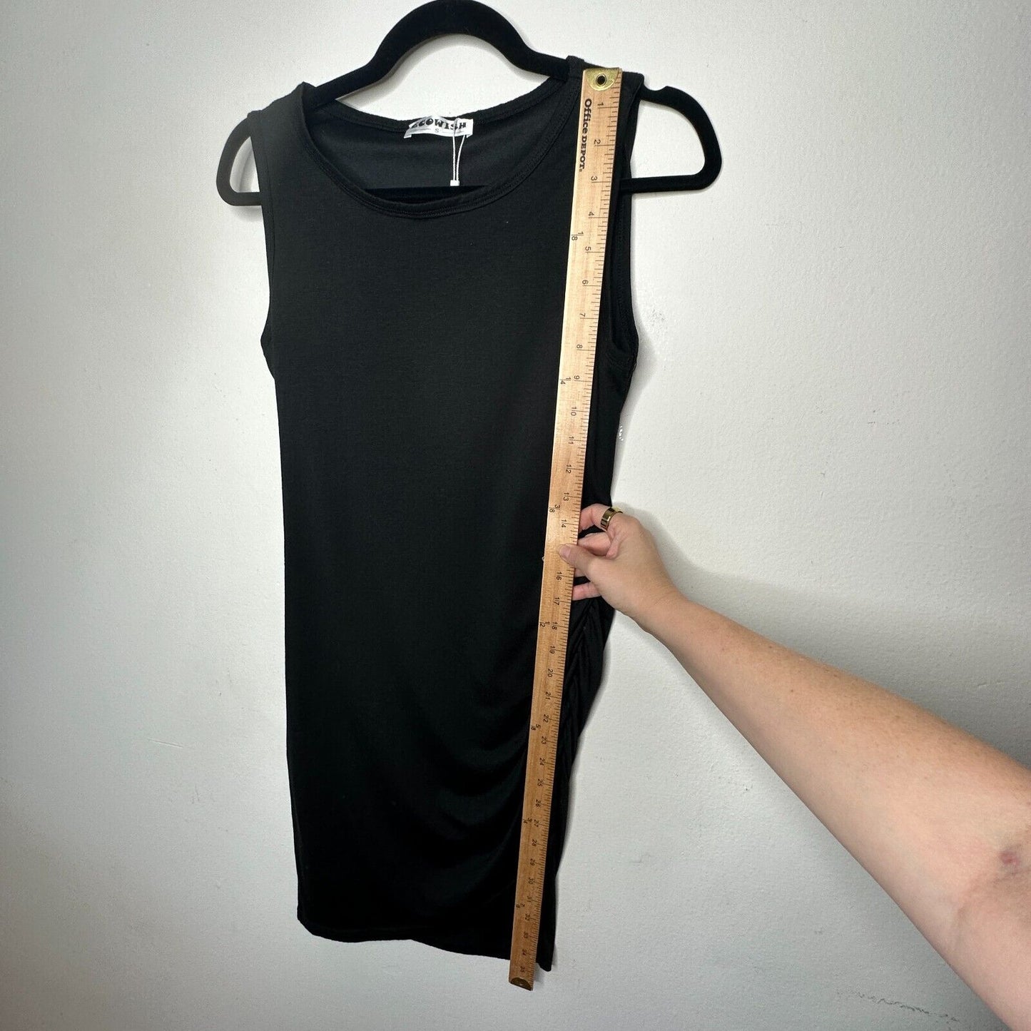 NWT Ecowish Black Sleeveless One-Side Ruche Round Neck Stretch Mini Small