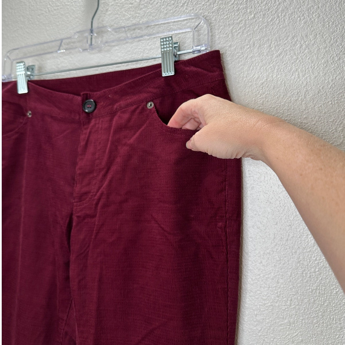 Jack Burgundy Red Corduroy Flare Low Rise Pants S