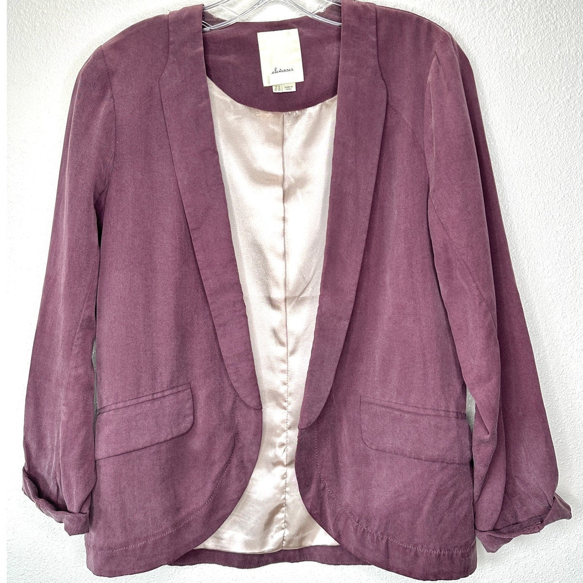 Elevenses Whitby Dusty Purple Soft Pocketed Thin Blazer 2