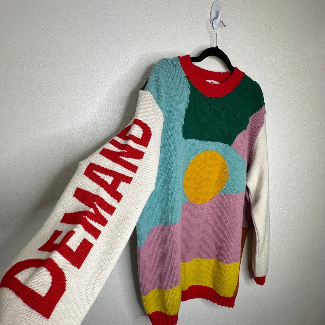 Walter Van Beirendonck Demand Freedom 100% Super Fine Wool Sweater L
