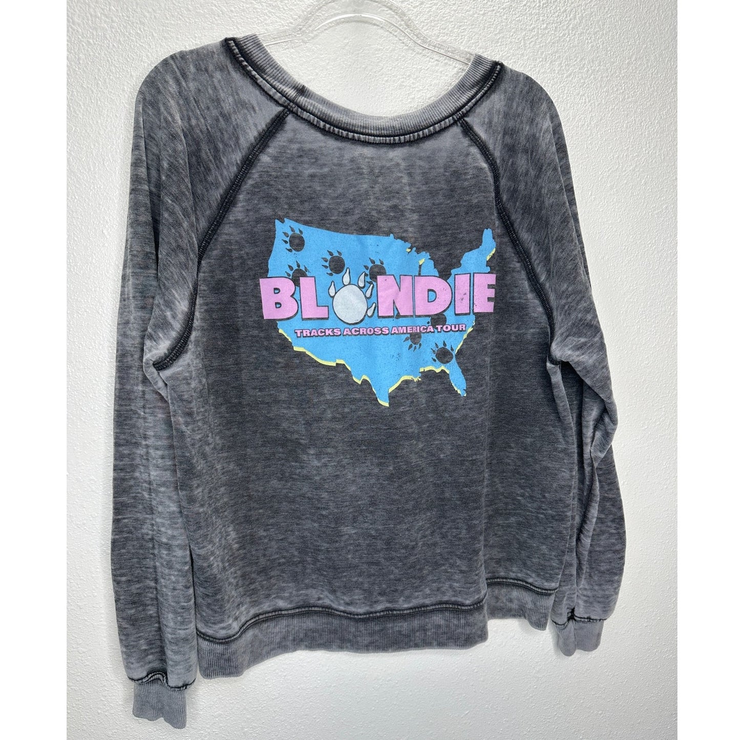 Recycled Karma Burnout Gray Crew Neck Long Sleeve Blondie 1982 Tour Sweatshirt S