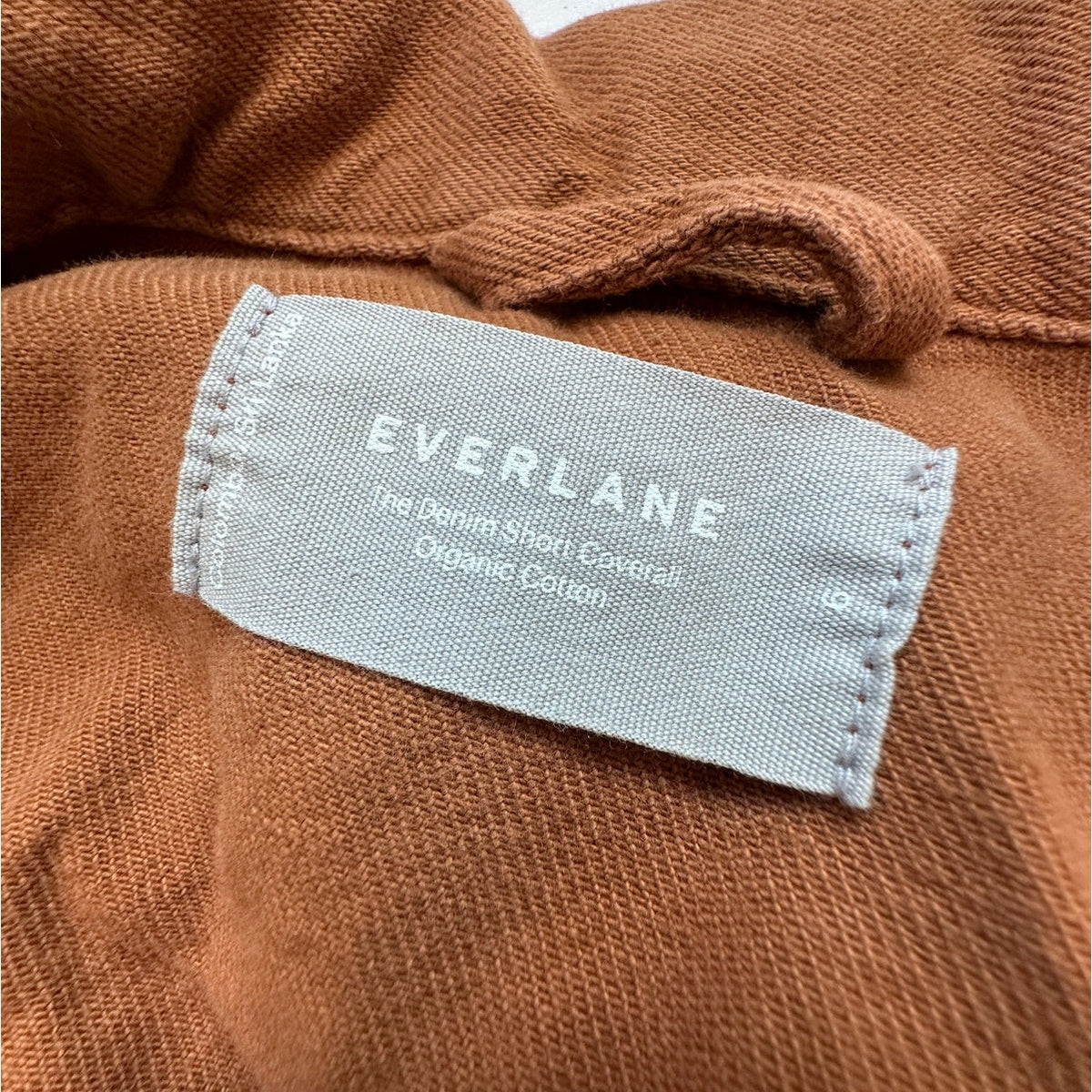 Everlane The Denim Short Coverall Organic Cotton Brown Rust Romper 6