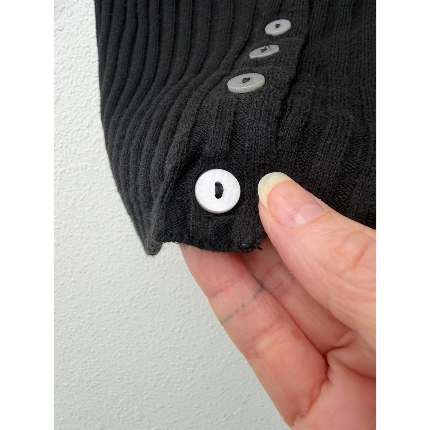 Free People Little Cutie Black Ribbed Cardigan US S