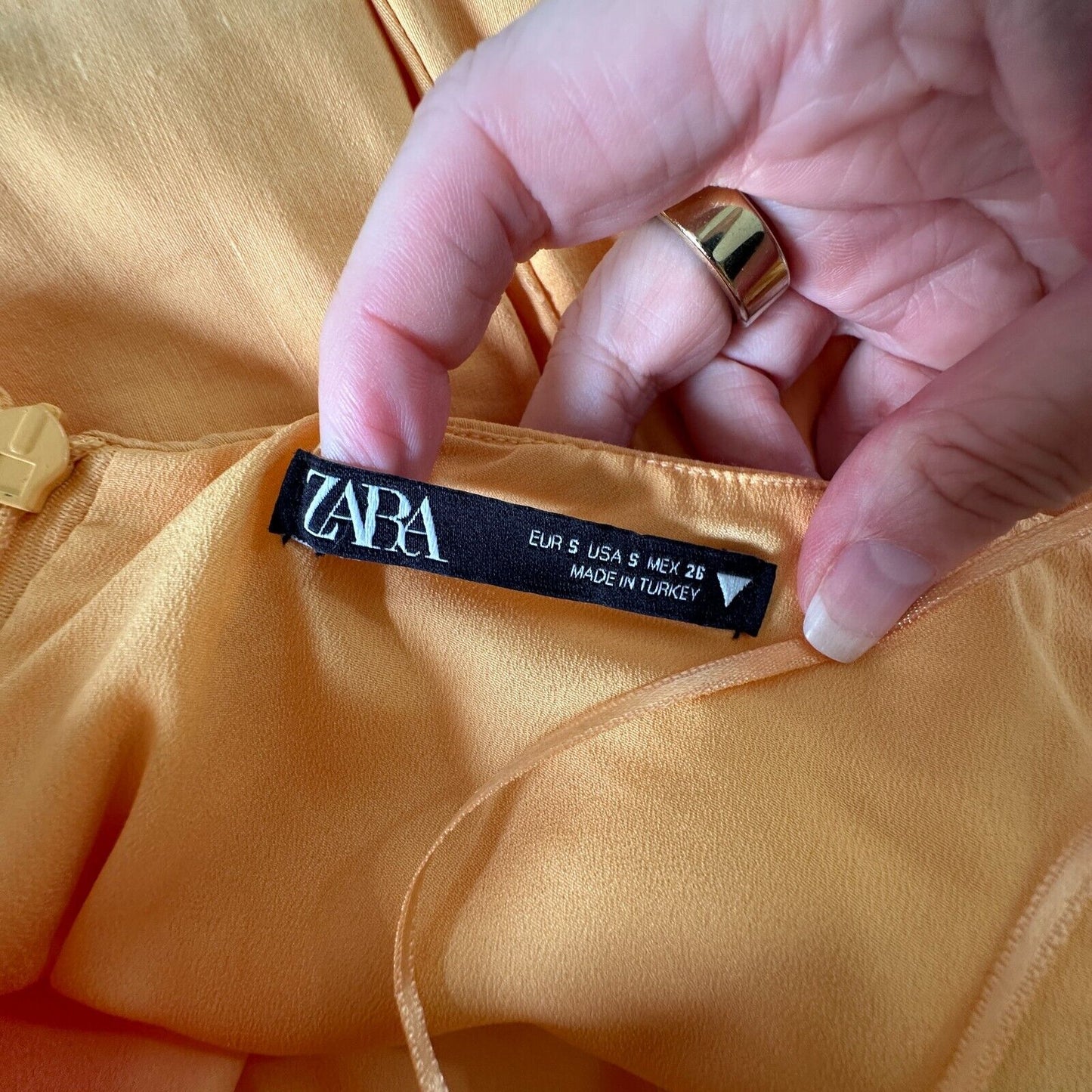 Zara Mustard Yellow Halter V-Neck Sun Dress O-Ring Cutout Front Open Back Small