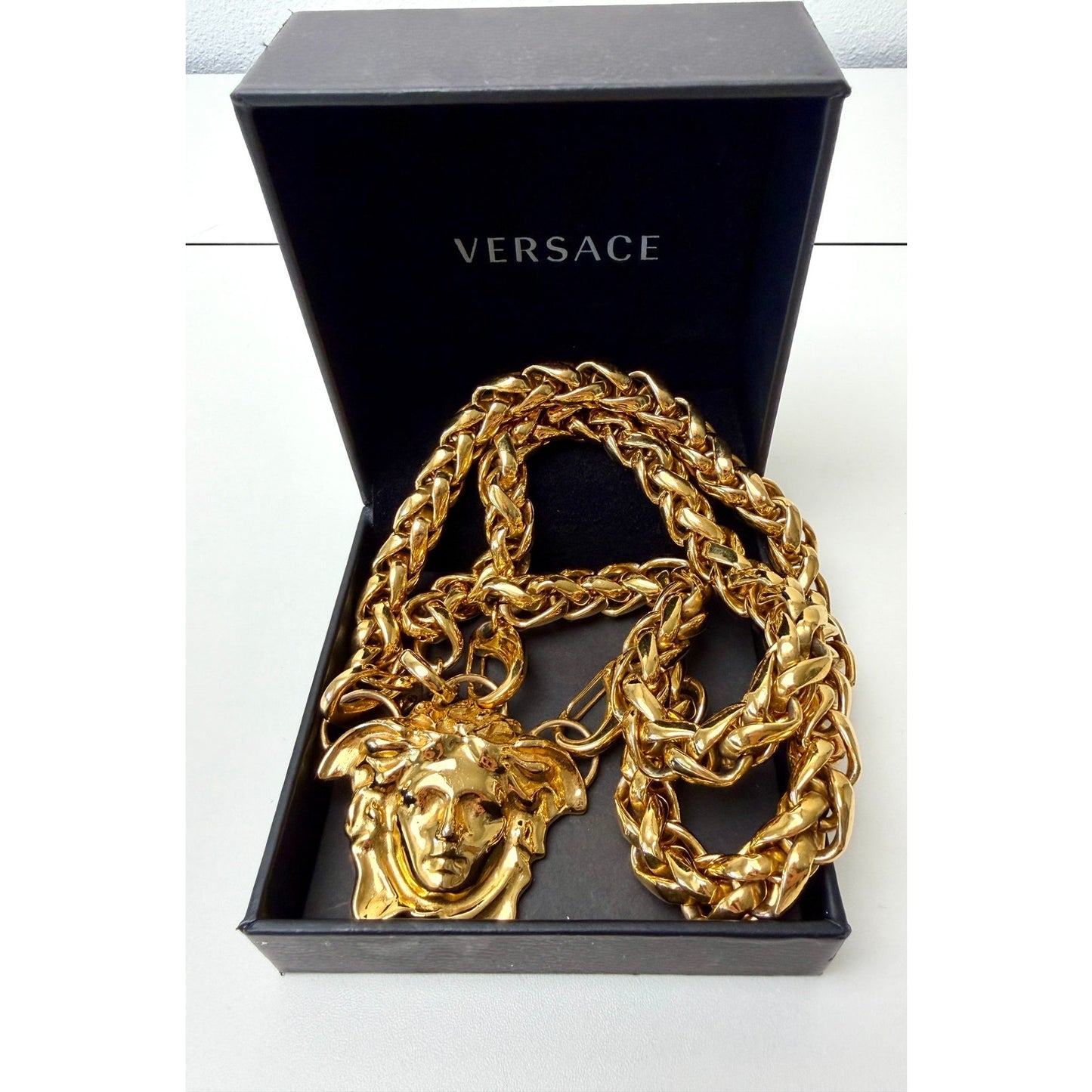 Versace Medusa Gold Double Chain Statement Necklace