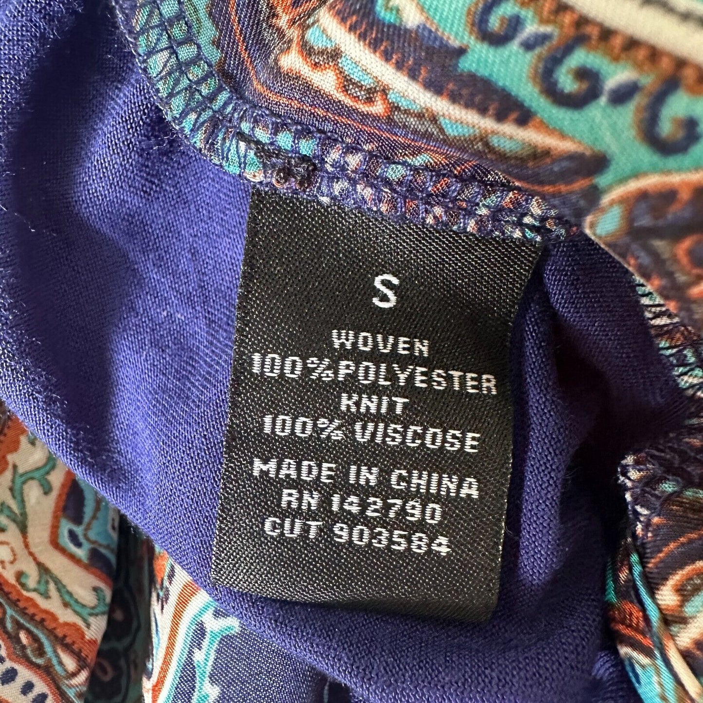 Vertigo Satin High Low Paisley Royal Blue Orange Long Sleeve Drape Cardigan S