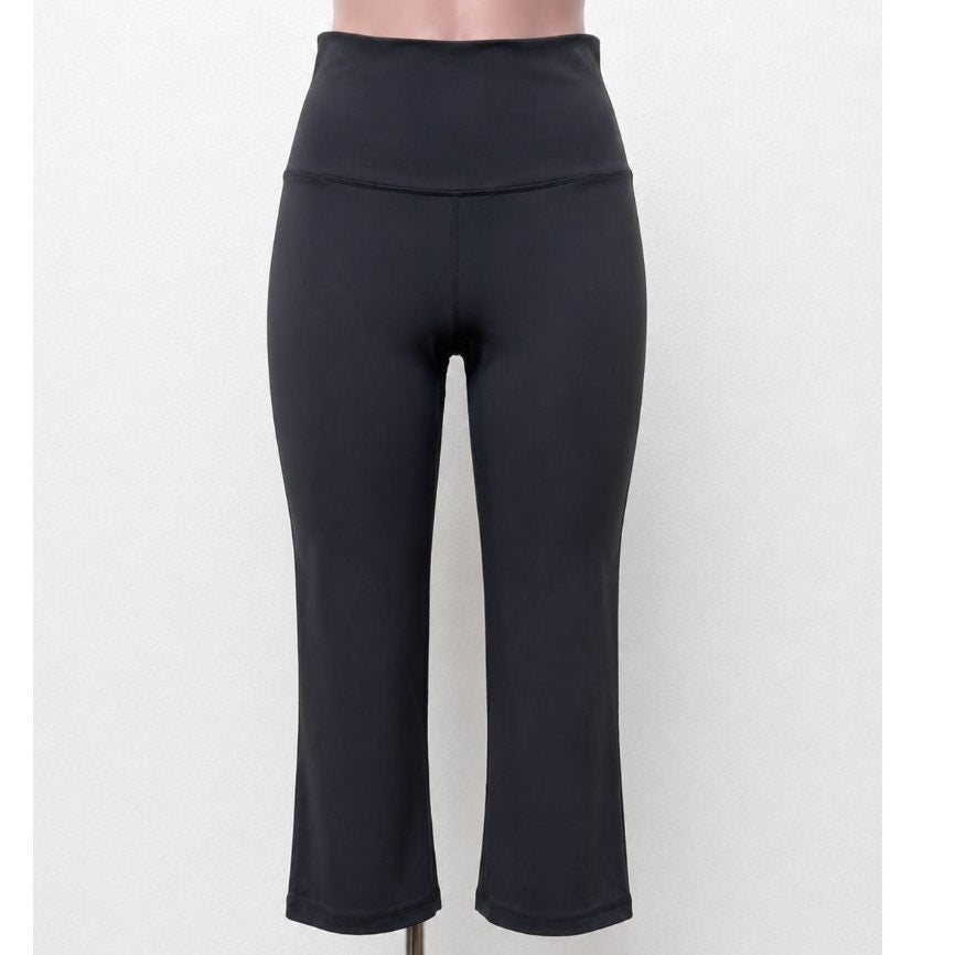 NWT YogiPace Black Wide Waistband Cropped Wide Leg Yoga Pant Small
