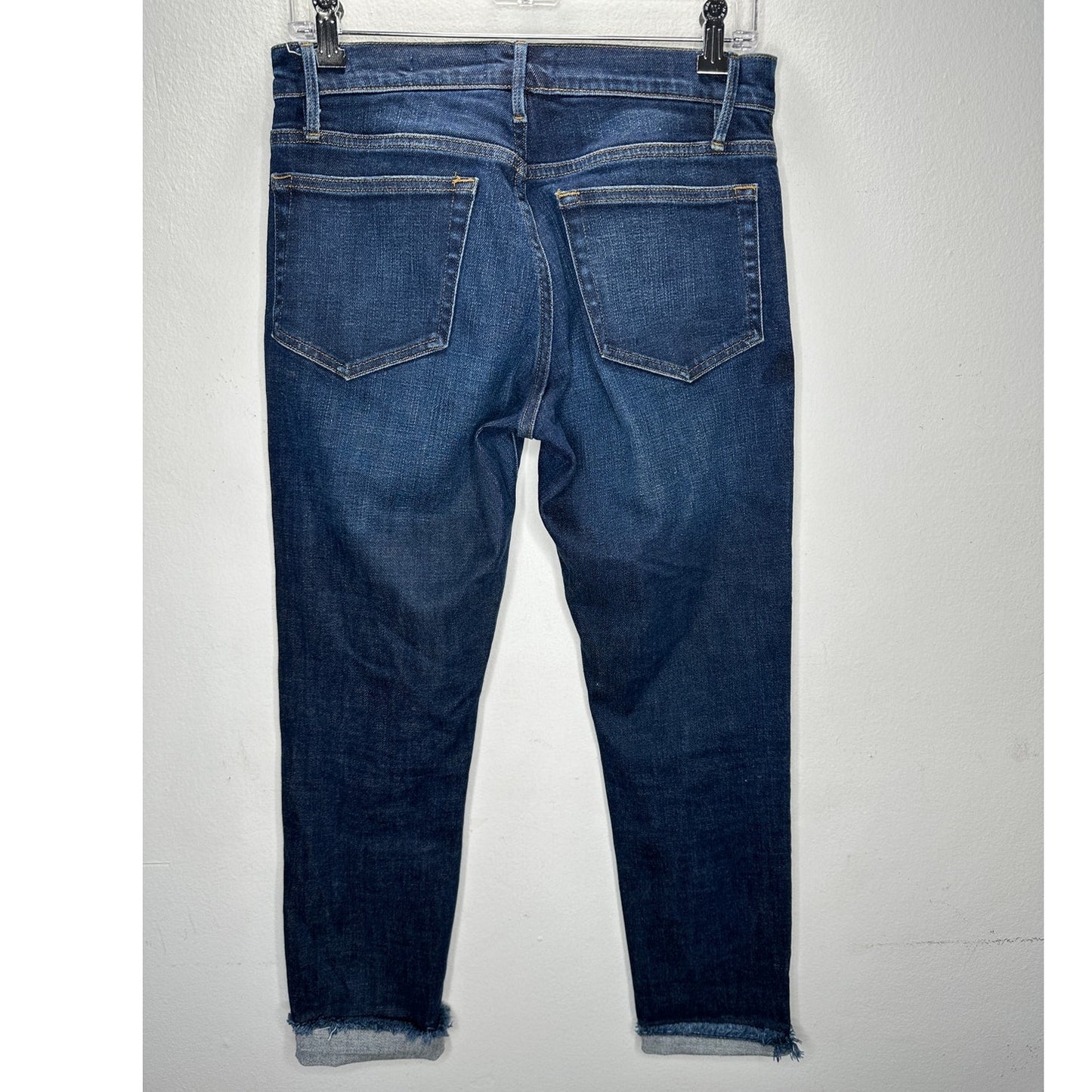Frame Le Boy Dark Wash Pondview Raw Hem Denim Jeans 27