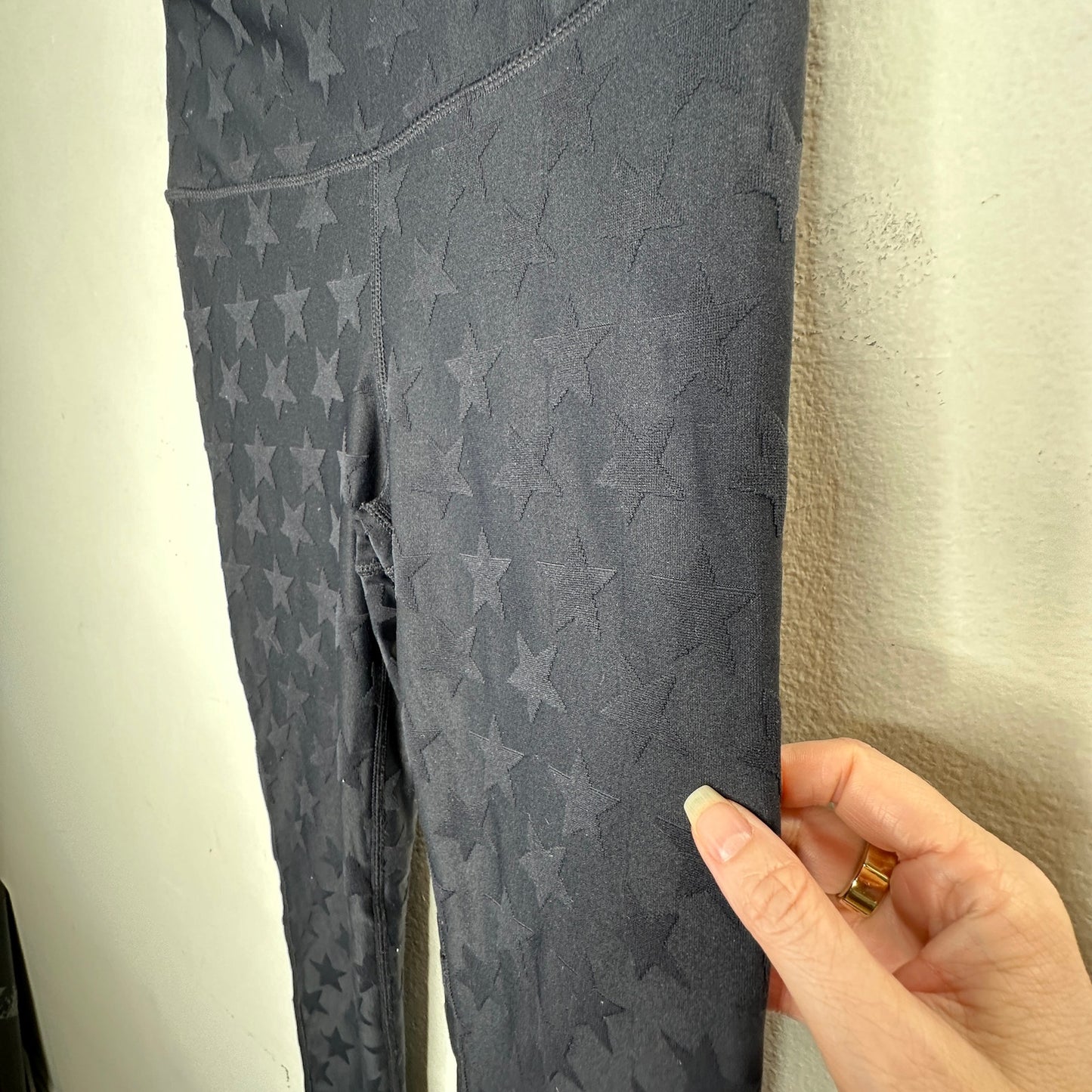 Mono B Black Polka Dot Textured Stars Legging Yoga Pants Small