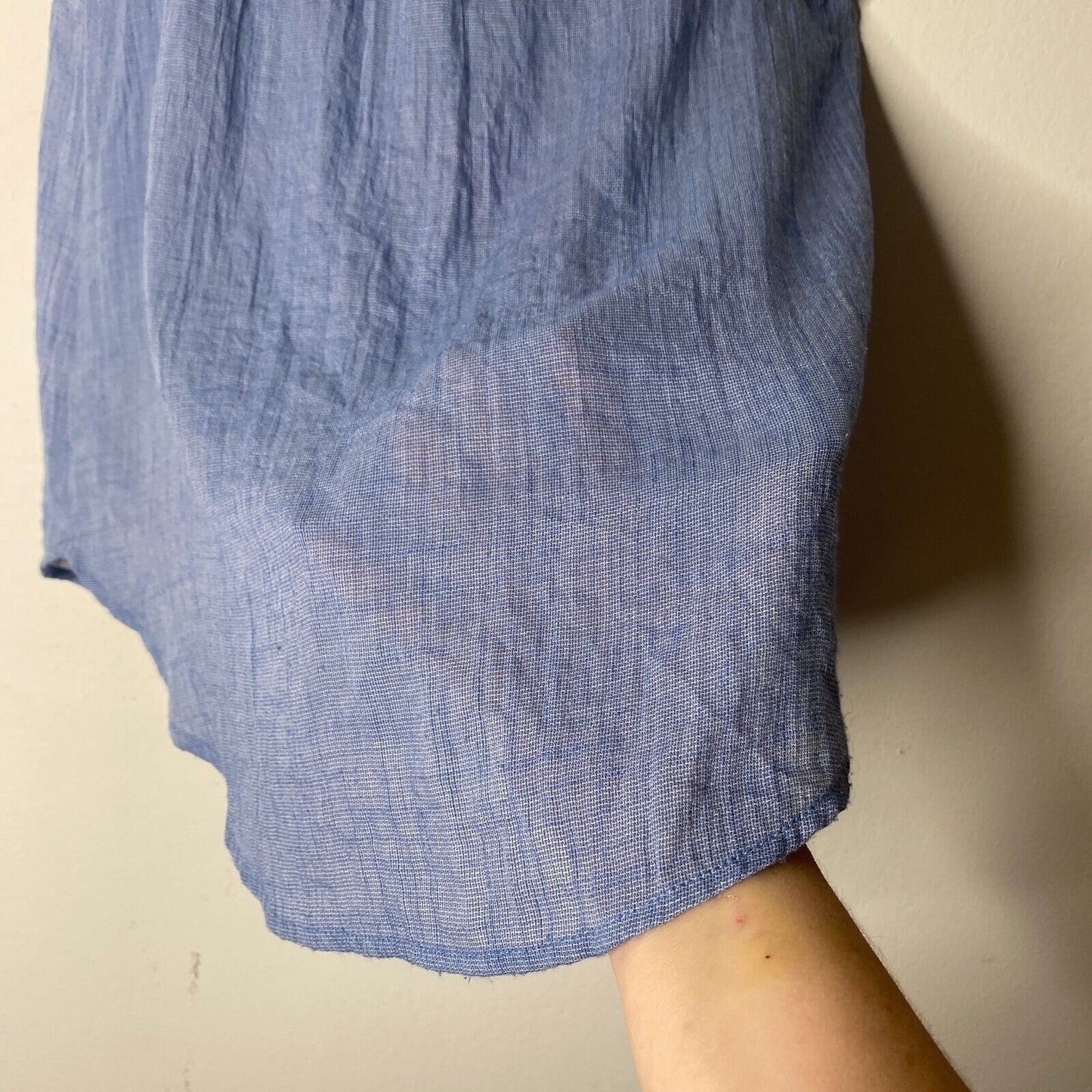 Allison Joy Blue Front Lace-Up Curved Hem Sleeveless Flowy Tank Top Blouse XS