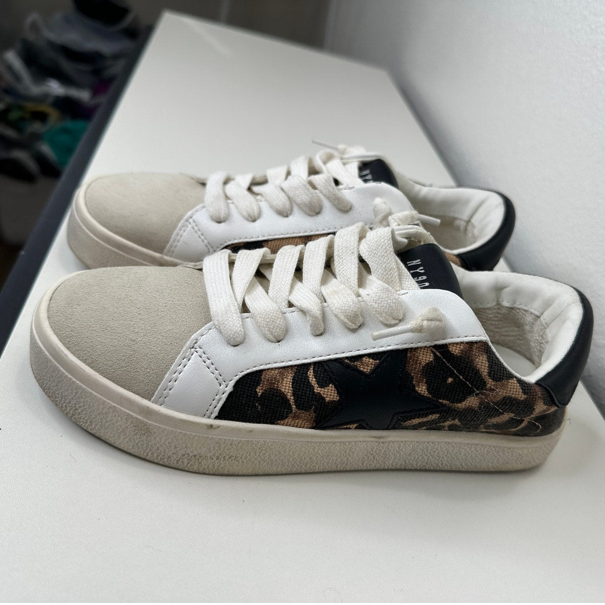 Steve Madden Philip Leopard Print Leather Sneakers Black Brown White 5