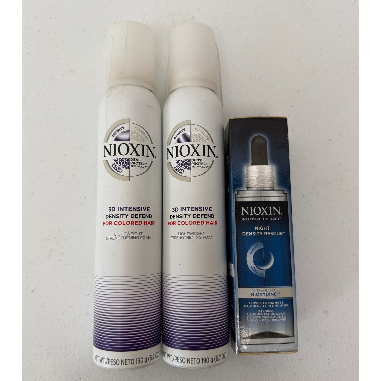 NEW Nioxin 3D Density Defend Foam X2 + Night Density Rescue Set