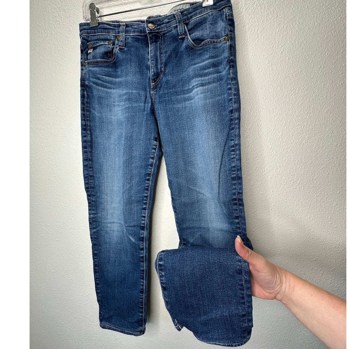 AG Dark Wash Whiskered Prima Cigarette Leg Jeans 30