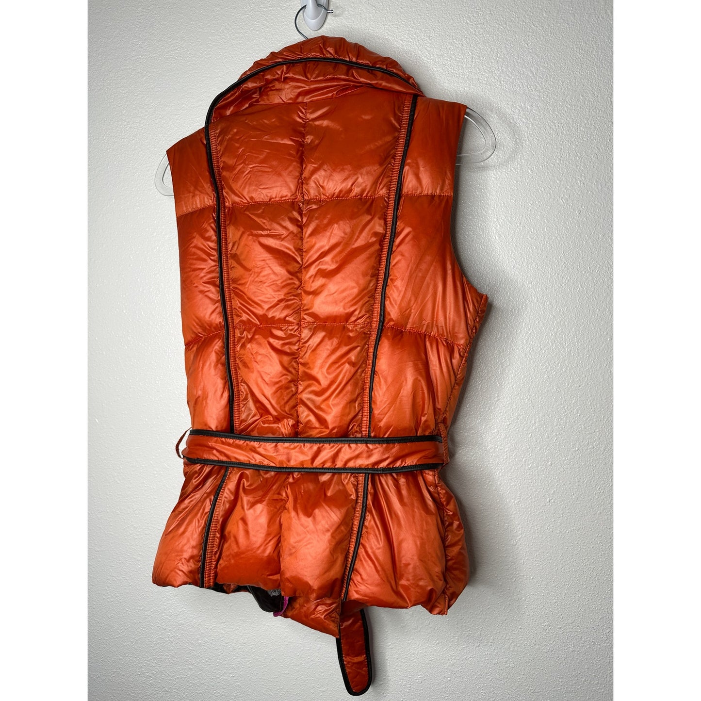 Escada Sport Orange Goose Down Quilted Puffer Belted Vest 38 / 8