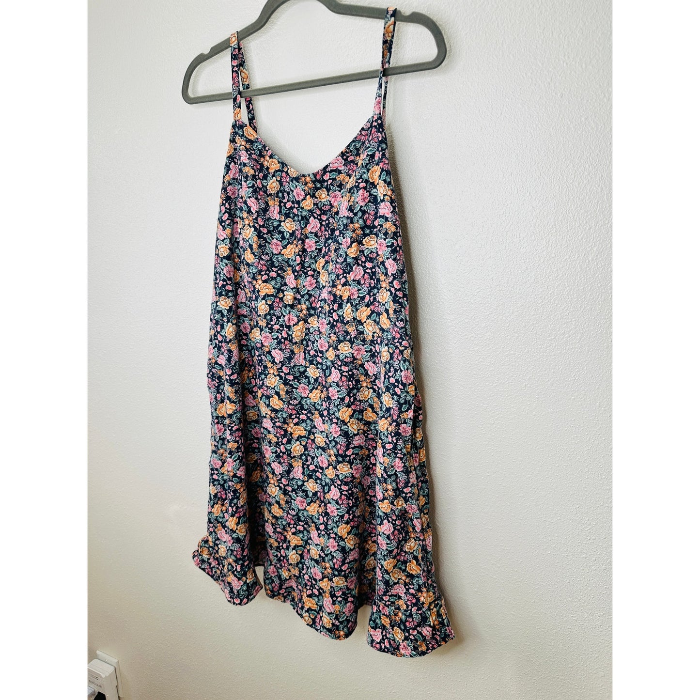Old Navy Blue Multi Color Floral V-Neck Smocked Back Summer Dress XL