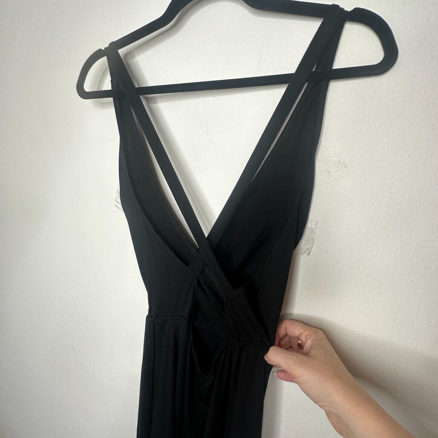 Reformation Sexy Black Vienna Maxi Deep-V Front Criss Cross Back High Slit XS
