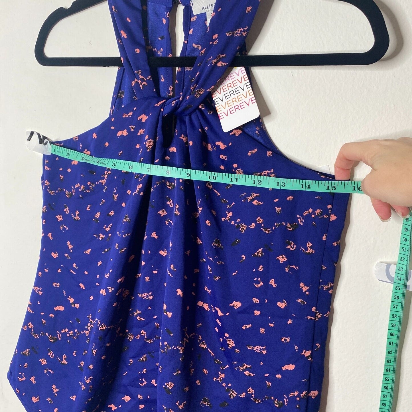 Allison Joy Twist Front Keyhole Halter Back Sleeveless Blue & Peach Tank top XS